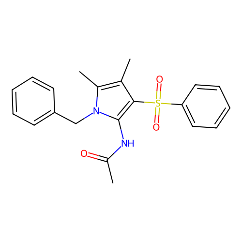 N-[1-benzyl-4,5-dimethyl-3-(phenylsulfonyl)-1H-pyrrol-2-yl]acetamide structure
