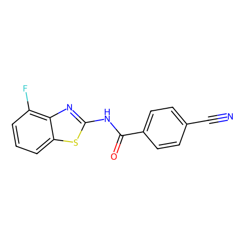 4-cyano-N-(4-fluoro-1,3-benzothiazol-2-yl)benzamide structure