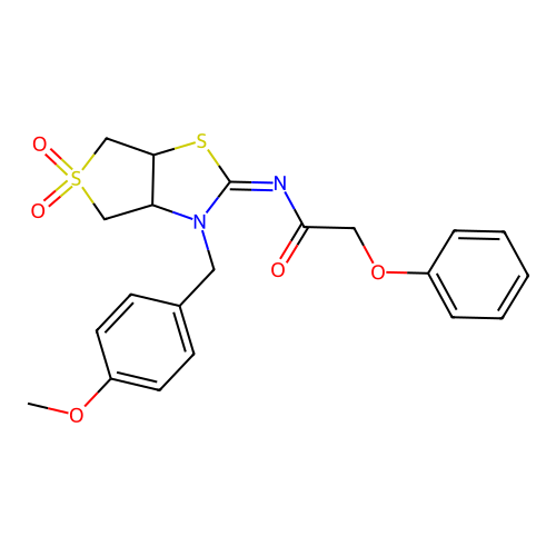N-[(2Z)-3-(4-methoxybenzyl)-5,5-dioxidotetrahydrothieno[3,4-d][1,3]thiazol-2(3H)-ylidene]-2-phenoxyacetamide structure