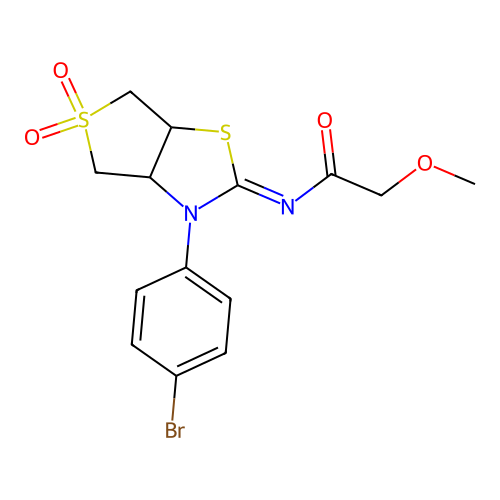 N-[(2E)-3-(4-bromophenyl)-5,5-dioxidotetrahydrothieno[3,4-d][1,3]thiazol-2(3H)-ylidene]-2-methoxyacetamide structure