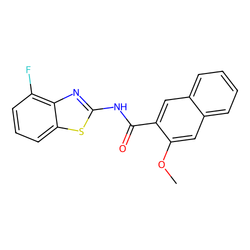N-(4-fluoro-1,3-benzothiazol-2-yl)-3-methoxynaphthalene-2-carboxamide structure