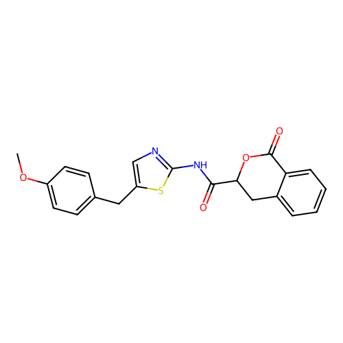 N-(5-(4-methoxybenzyl)thiazol-2-yl)-1-oxoisochroman-3-carboxamide structure