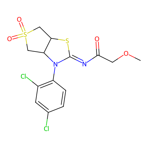 N-[(2Z)-3-(2,4-dichlorophenyl)-5,5-dioxidotetrahydrothieno[3,4-d][1,3]thiazol-2(3H)-ylidene]-2-methoxyacetamide structure