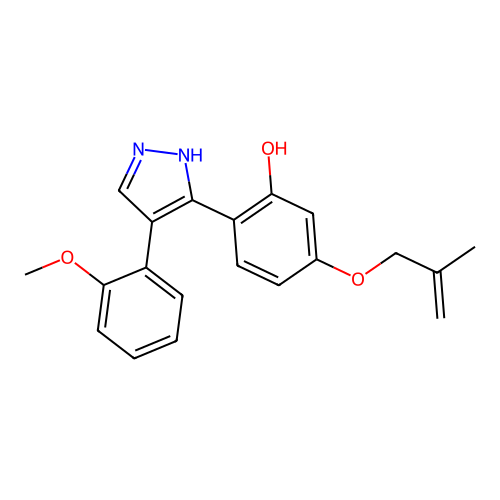2-(4-(2-methoxyphenyl)-1H-pyrazol-3-yl)-5-((2-methylallyl)oxy)phenol structure