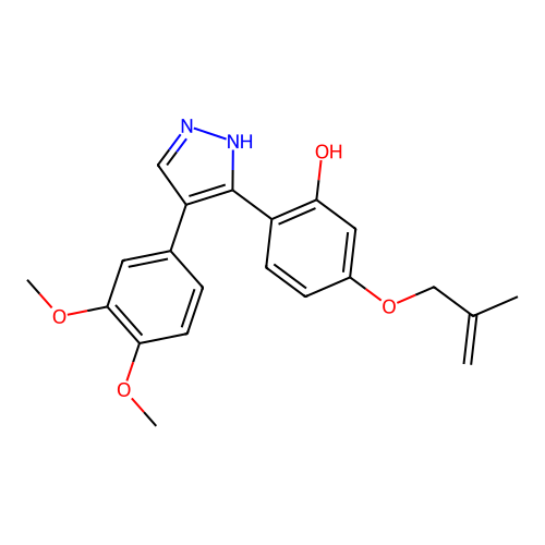 2-(4-(3,4-dimethoxyphenyl)-1H-pyrazol-3-yl)-5-((2-methylallyl)oxy)phenol structure
