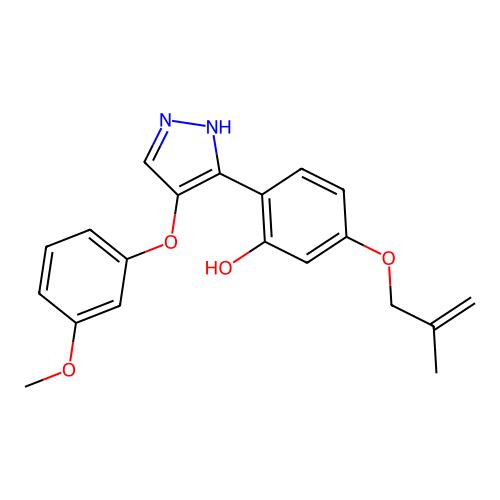 2-[4-(3-methoxyphenoxy)-1H-pyrazol-3-yl]-5-[(2-methylprop-2-en-1-yl)oxy]phenol structure