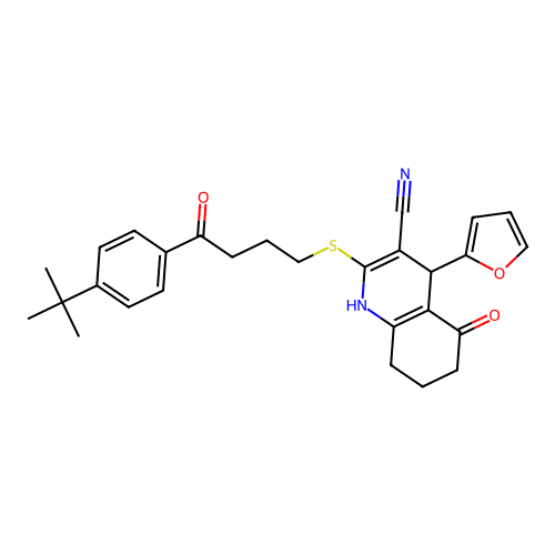 2-[[4-[4-(1,1-Dimethylethyl)phenyl]-4-oxobutyl]thio]-4-(2-furanyl)-4,6,7,8-tetrahydro-5-hydroxy-3-quinolinecarbonitrile structure
