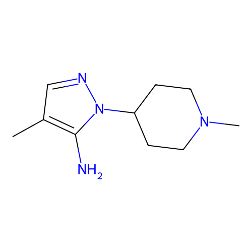 4-Methyl-2-(1-methyl-piperidin-4-yl)-2H-pyrazol-3-ylamine structure