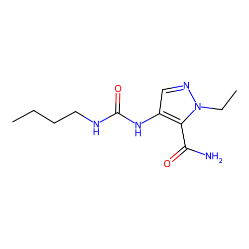 4-(3-butylureido)-1-ethyl-1H-pyrazole-5-carboxamide structure