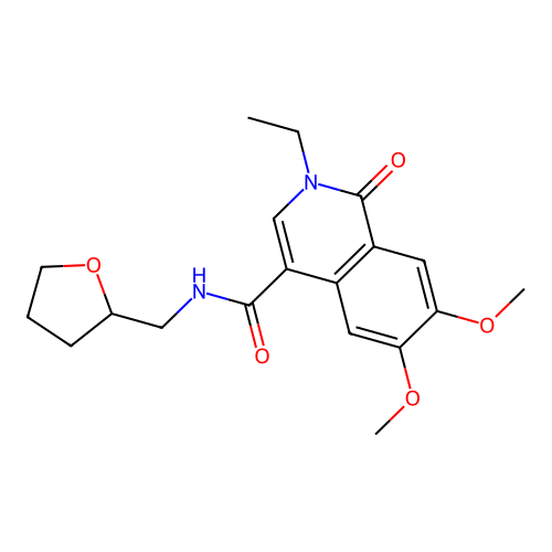 2-ethyl-6,7-dimethoxy-1-oxo-N-(oxolan-2-ylmethyl)isoquinoline-4-carboxamide structure