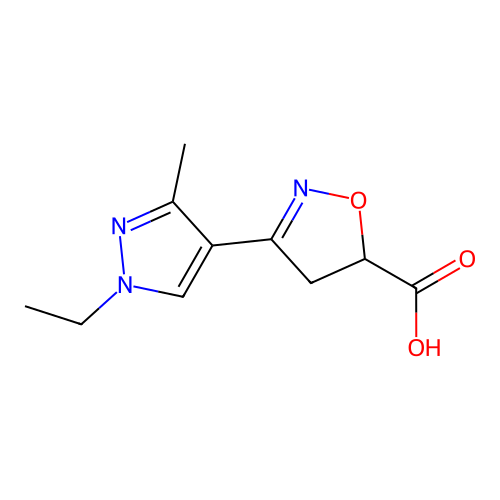 3-(1-ethyl-3-methyl-1H-pyrazol-4-yl)-4,5-dihydroisoxazole-5-carboxylic acid structure