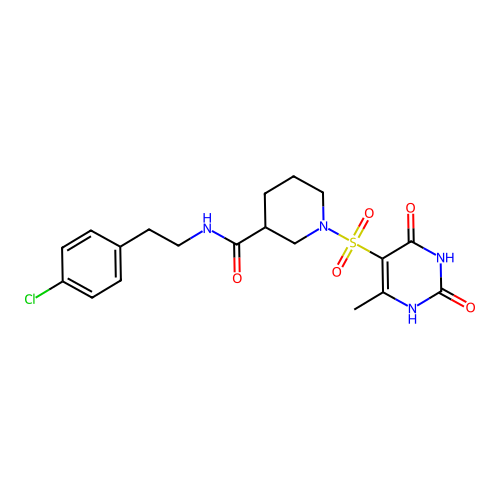 N-(4-chlorophenethyl)-1-((6-methyl-2,4-dioxo-1,2,3,4-tetrahydropyrimidin-5-yl)sulfonyl)piperidine-3-carboxamide structure