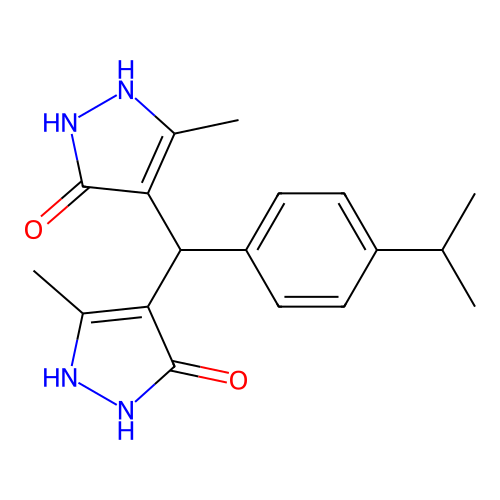 4,4'-{[4-(propan-2-yl)phenyl]methanediyl}bis(3-methyl-1H-pyrazol-5-ol) structure
