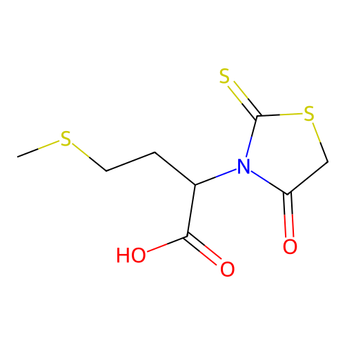 4-(Methylthio)-2-(4-oxo-2-thioxo-1,3-thiazolidin-3-yl)butanoic acid structure
