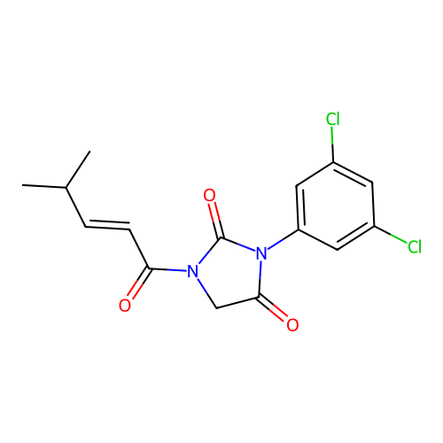 3-(3,5-Dichlorophenyl)-1-((E)-4-methylpent-2-enoyl)imidazolidine-2,4-dione structure