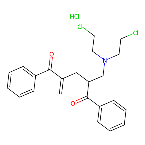 2-((Bis(2-chloroethyl)amino)methyl)-1,5-diphenyl-4-methylene-1,5-pentanedione hydrochloride structure