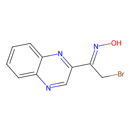 N-(2-bromo-1-quinoxalin-2-ylethylidene)hydroxylamine structure