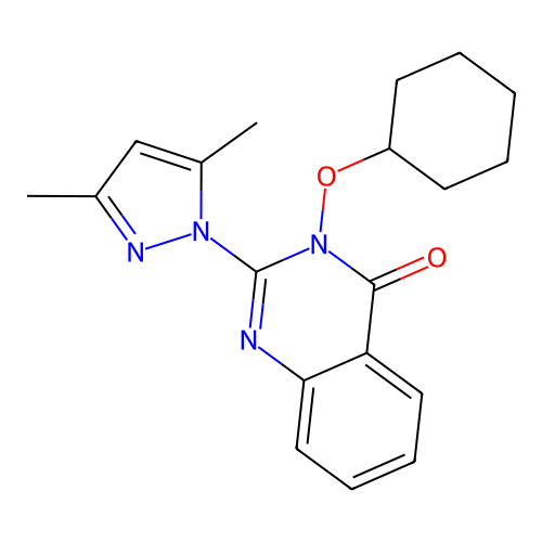 3-(cyclohexyloxy)-2-(3,5-dimethyl-1H-pyrazol-1-yl)quinazolin-4(3H)-one structure