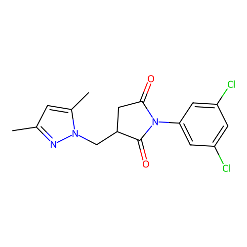 1-(3,5-dichlorophenyl)-3-((3,5-dimethyl-1H-pyrazol-1-yl)methyl)pyrrolidine-2,5-dione structure