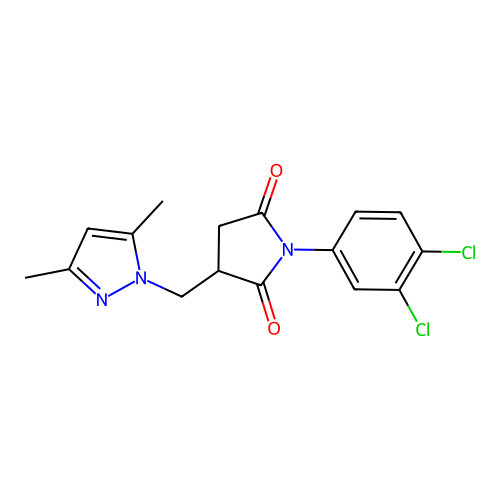 1-(3,4-dichlorophenyl)-3-((3,5-dimethyl-1H-pyrazol-1-yl)methyl)pyrrolidine-2,5-dione structure