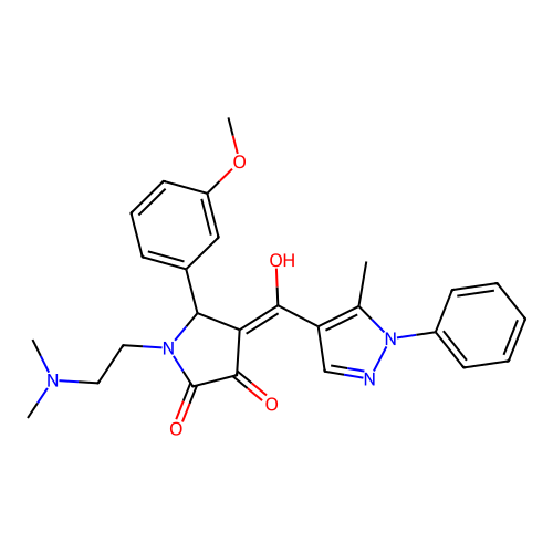 (4E)-1-(2-dimethylaminoethyl)-4-[hydroxy-(5-methyl-1-phenylpyrazol-4-yl)methylidene]-5-(3-methoxyphenyl)pyrrolidine-2,3-dione structure