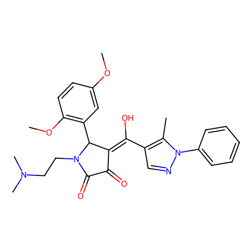 (4E)-5-(2,5-dimethoxyphenyl)-1-(2-dimethylaminoethyl)-4-[hydroxy-(5-methyl-1-phenylpyrazol-4-yl)methylidene]pyrrolidine-2,3-dione structure