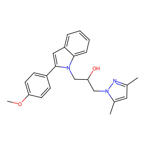 1-(3,5-Dimethyl-1-pyrazolyl)-3-[2-(4-methoxyphenyl)-1-indolyl]-2-propanol structure