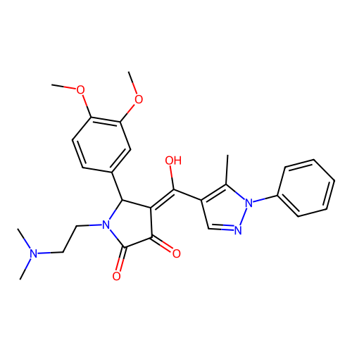 (4E)-5-(3,4-dimethoxyphenyl)-1-(2-dimethylaminoethyl)-4-[hydroxy-(5-methyl-1-phenylpyrazol-4-yl)methylidene]pyrrolidine-2,3-dione structure