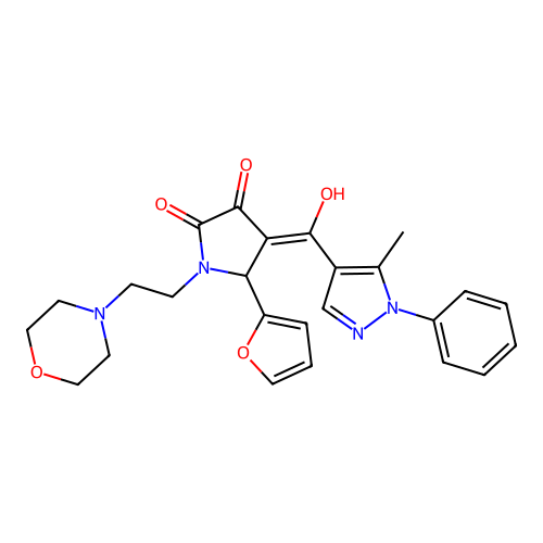 (4Z)-5-(furan-2-yl)-4-[hydroxy-(5-methyl-1-phenylpyrazol-4-yl)methylidene]-1-(2-morpholin-4-ylethyl)pyrrolidine-2,3-dione structure