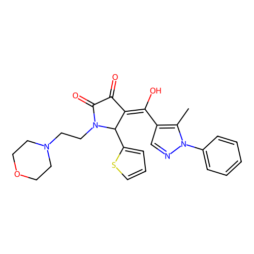 (4Z)-4-[hydroxy-(5-methyl-1-phenylpyrazol-4-yl)methylidene]-1-(2-morpholin-4-ylethyl)-5-thiophen-2-ylpyrrolidine-2,3-dione structure