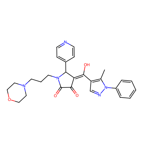 (4E)-4-[hydroxy-(5-methyl-1-phenylpyrazol-4-yl)methylidene]-1-(3-morpholin-4-ylpropyl)-5-pyridin-4-ylpyrrolidine-2,3-dione structure