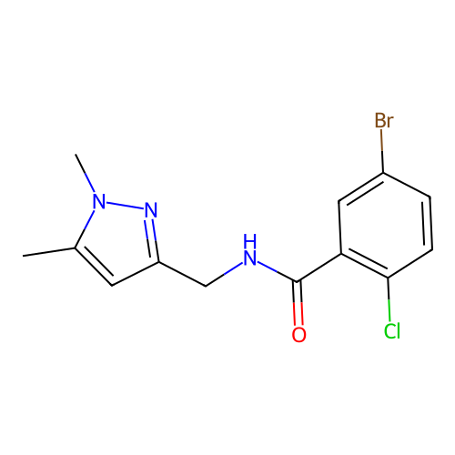 5-bromo-2-chloro-N-[(1,5-dimethylpyrazol-3-yl)methyl]benzamide structure