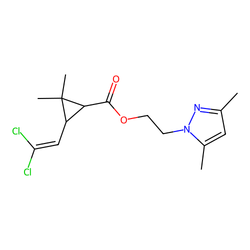 2-(3,5-dimethylpyrazol-1-yl)ethyl 3-(2,2-dichloroethenyl)-2,2-dimethylcyclopropane-1-carboxylate structure