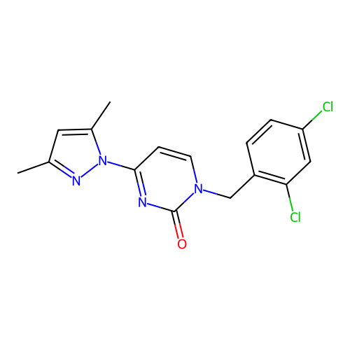 1-[(2,4-Dichlorophenyl)methyl]-4-(3,5-dimethylpyrazol-1-yl)pyrimidin-2-one structure