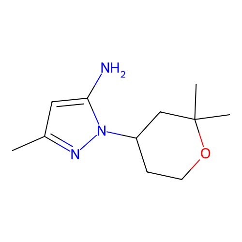 2-(2,2-Dimethyloxan-4-yl)-5-methylpyrazol-3-amine structure