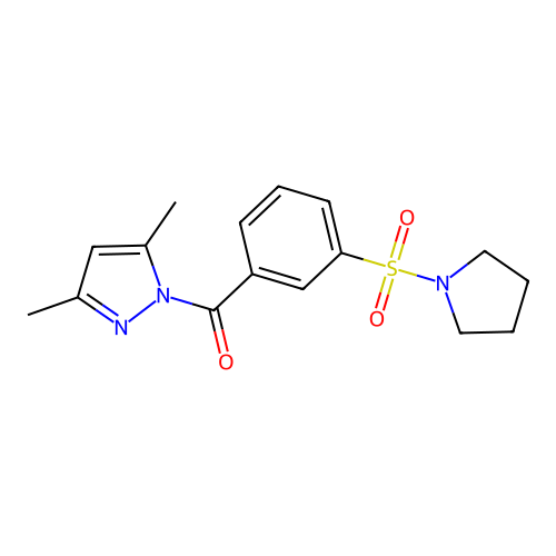 (3,5-Dimethylpyrazol-1-yl)-(3-pyrrolidin-1-ylsulfonylphenyl)methanone structure