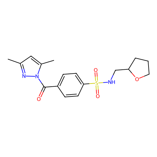 3,5-Dimethylpyrazolyl 4-{[(oxolan-2-ylmethyl)amino]sulfonyl}phenyl ketone structure