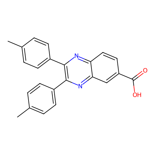 2,3-Bis(4-methylphenyl)-6-quinoxalinecarboxylic acid structure