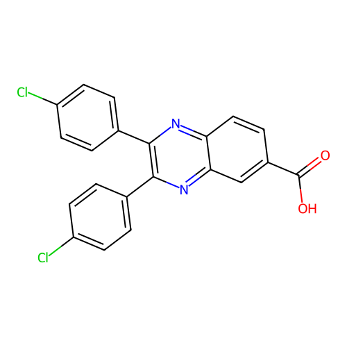 2,3-Bis(4-chlorophenyl)quinoxaline-6-carboxylic acid structure