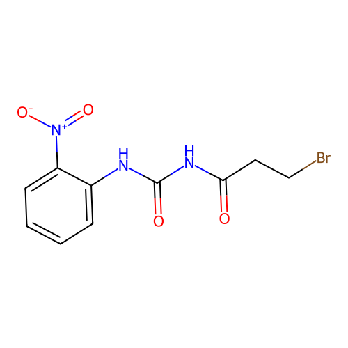 3-Bromo-N-{hydroxy[(2-nitrophenyl)imino]methyl}propanimidic acid structure