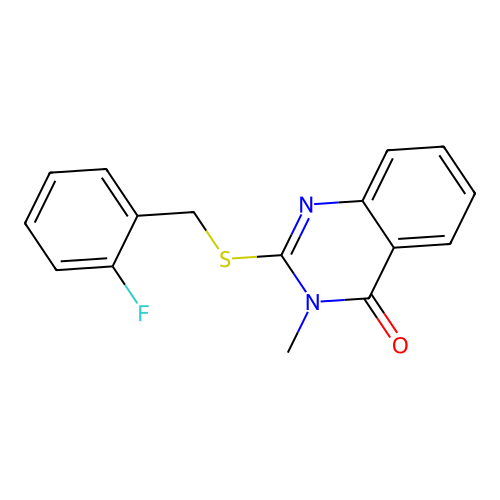 2-[(2-fluorobenzyl)sulfanyl]-3-methyl-4(3H)-quinazolinone structure