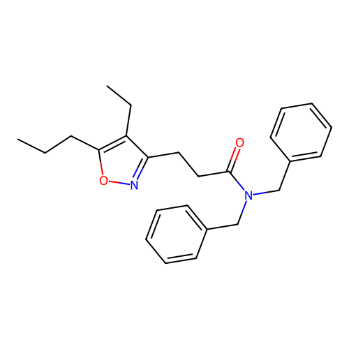 N,N-Dibenzyl-3-(4-ethyl-5-propyl-3-isoxazolyl)propanamide structure