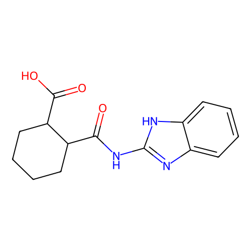 2-((1H-benzimidazol-2-ylamino)carbonyl)cyclohexanecarboxylic acid structure