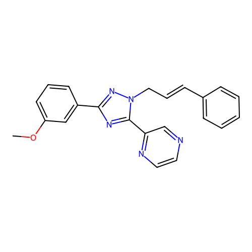 2-[2-Cinnamyl-5-(3-methoxyphenyl)-1,2,4-triazol-3-yl]pyrazine structure