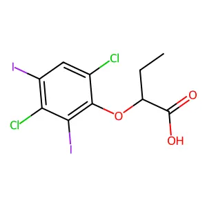 2-(3,6-Dichloro-2,4-diiodophenoxy)butanoato(2-) structure
