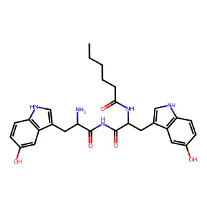 N-Hexanoyl-5-hydroxytryptophyl-5-hydroxytryptophanamide structure