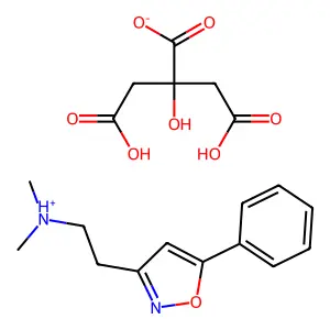 Isoxazole, 3-(2-(dimethylamino)ethyl)-5-phenyl-, citrate (1:1) structure