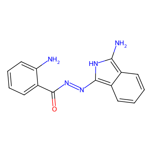 N-[(3-aminoisoindolylidene)azamethyl](2-aminophenyl)carboxamide structure