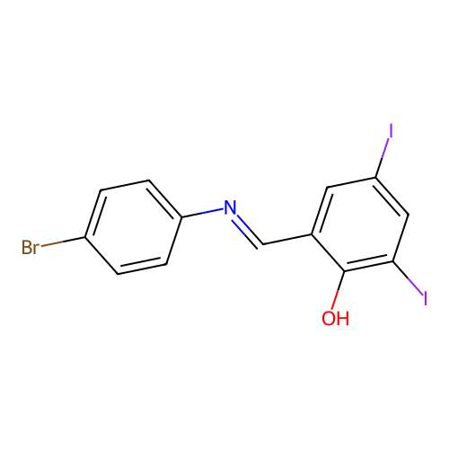 2-{[(4-Bromophenyl)imino]methyl}-4,6-diiodophenol structure