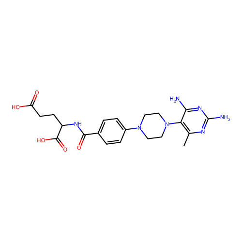 N-(4-(4-(2,4-Diamino-6-methyl-5-pyrimidinyl)-1-piperazinyl)benzoyl)glutamic acid structure